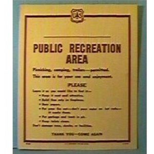 Old Forest Service Sign Public Recreation Area PICNICKING CAMPING